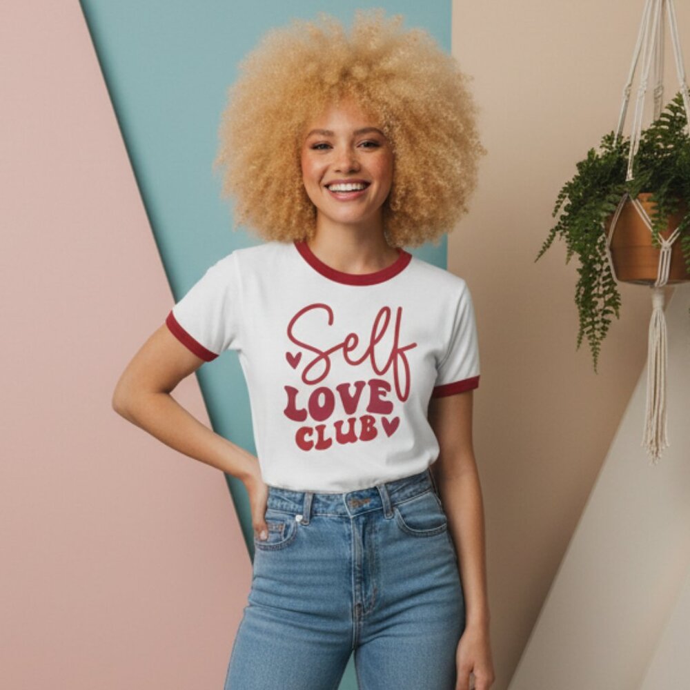 Sale‼️ White & Red 'Self Love Club' Short Sleeve Tee